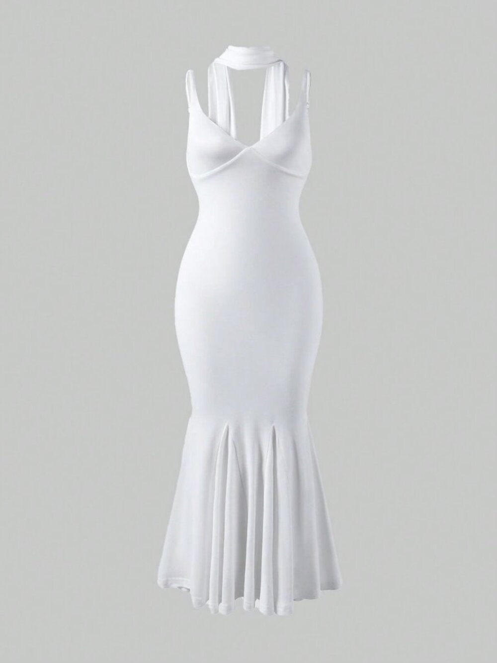 White Elegant Women's Casual Backless Ribbon Strap Knit Dress Party Vacation - Picture 4 of 8